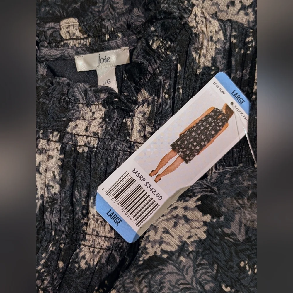NWT Joie Baltic Print Mini Sleeveless Dress Sz Large Sheer Chiffon Flowy Blue - Picture 10 of 12